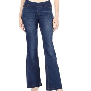 JVINI Blue Flare Wide Leg Jeans, Comfortable Fit, wide elastic waistband Sz L
